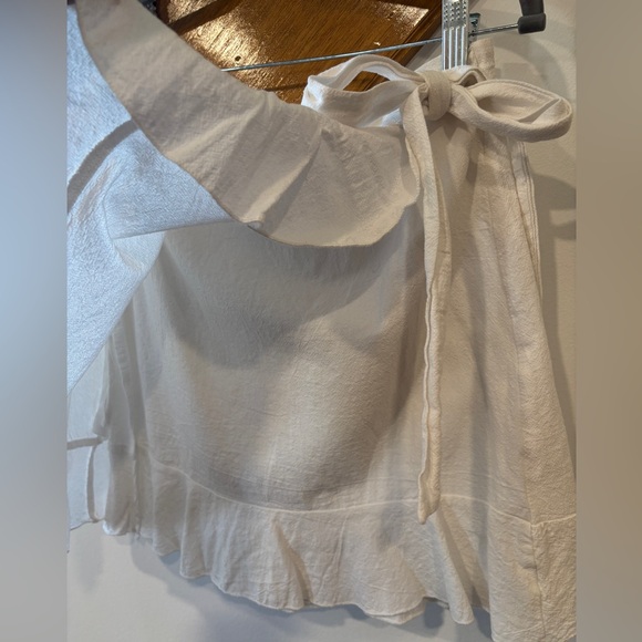 White Faux Wrap Skirt w/ Side Tie - Picture 3 of 6